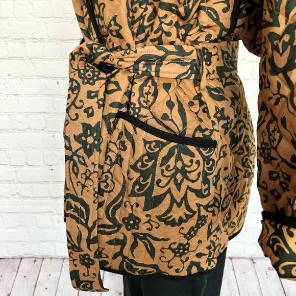 BAGATELLE Quilted Brown & Black Floral Belted Jacket--NWT--XL - Picture 7 of 16
